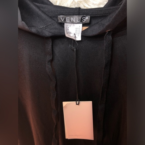 VENUS Black Short Sleeve Hooded Mini Dress size L - Picture 5 of 10